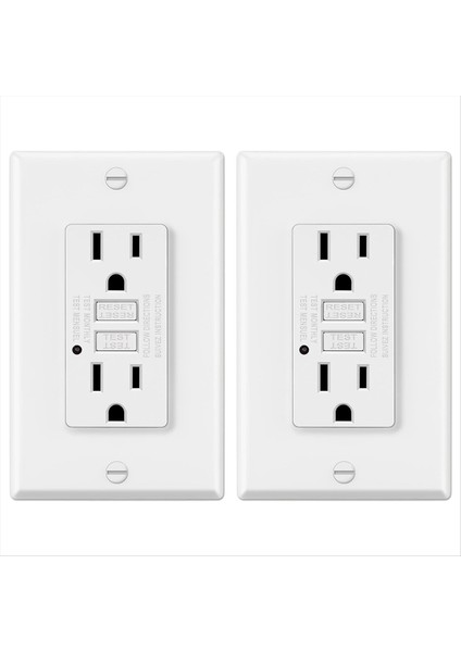 15 Amp Gfcı Çıkışı LED Göstergeli Dekoratif Gfı Çıkışı Toprak Hatası Devre Kesici 2 Adet Abd Fiş (Yurt Dışından)