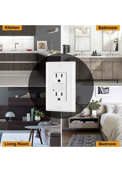 15 Amp Gfcı Çıkışı LED Göstergeli Dekoratif Gfı Çıkışı Toprak Hatası Devre Kesici 2 Adet Abd Fiş (Yurt Dışından) modelleri