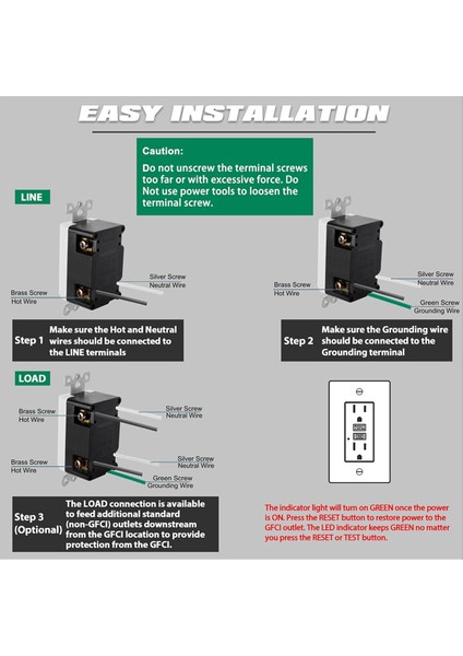 15 Amp Gfcı Çıkışı LED Göstergeli Dekoratif Gfı Çıkışı Toprak Hatası Devre Kesici 2 Adet Abd Fiş (Yurt Dışından) fırsatları
