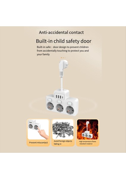 Anahtar Güç Şeridi ile Ab Fiş Soketi Ab Standart Soket Dönüştürücü 3 Ac + 3 USB + 1 Tip C Çıkışları 0 05M Örgülü Kablo (Yurt Dışından) fırsatları