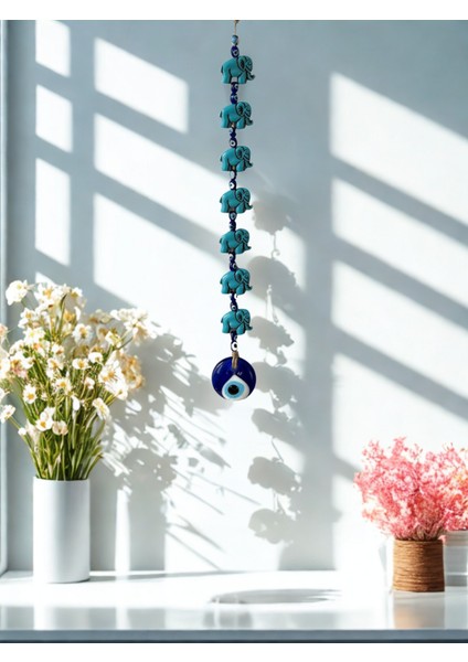 7’li Fil Figürlü Nazar Boncuklu Duvar Süsü – Şans ve Bereket Sembolü - Dekoratif Aksesuar modelleri