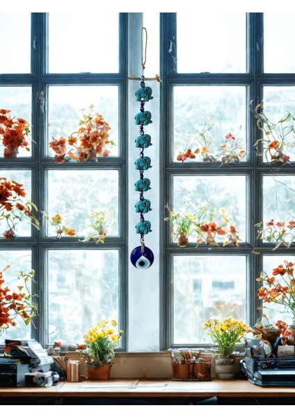 7’li Fil Figürlü Nazar Boncuklu Duvar Süsü – Şans ve Bereket Sembolü - Dekoratif Aksesuar indirimleri