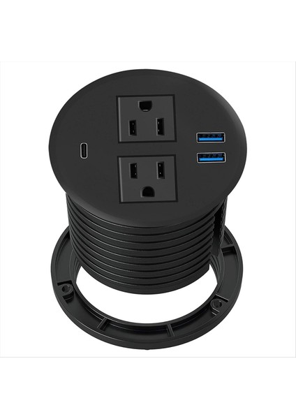 Masaüstü Masaüstü Için USB ile Güç Groması 2 Ac Çıkışı ve 2 USB Bağlantı Noktası ile Güç Veri Çıkışı Black Us Flug 2usb+1pd (Yurt Dışından)