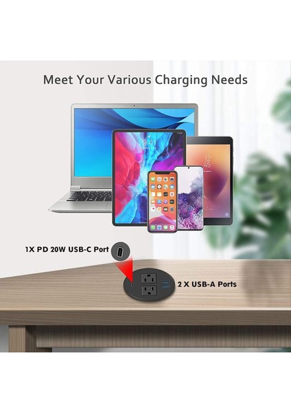 Masaüstü Masaüstü Için USB ile Güç Groması 2 Ac Çıkışı ve 2 USB Bağlantı Noktası ile Güç Veri Çıkışı Black Us Flug 2usb+1pd (Yurt Dışından) fırsatları