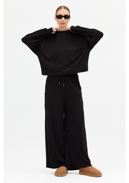 Rahat Esnek Uzun Kollu Premium Kumaş Modal Siyah Alt-Üst Takım