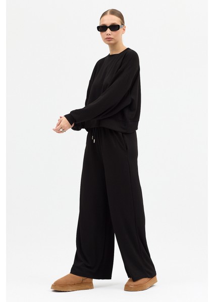 Rahat Esnek Uzun Kollu Premium Kumaş Modal Siyah Alt-Üst Takım modelleri