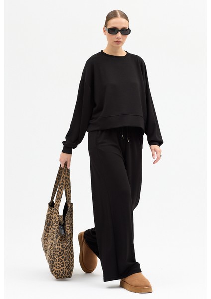 Rahat Esnek Uzun Kollu Premium Kumaş Modal Siyah Alt-Üst Takım indirimleri