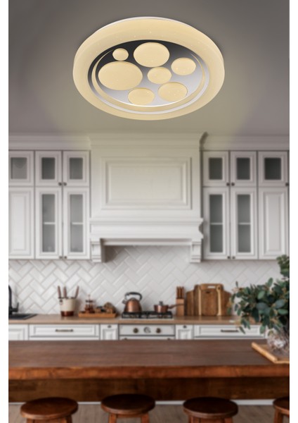 Drop 40 cm LED Plafonyer Avize 3 Renk Işık Modlu (Beyaz / Sarı / Gün Işığı)