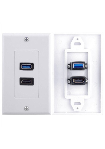 6x 2port Hdmı+Usb 3 0 Dişi Duvar Yüz Plakası Paneli Çıkış Soketi Genişletici Beyaz (Yurt Dışından) modelleri
