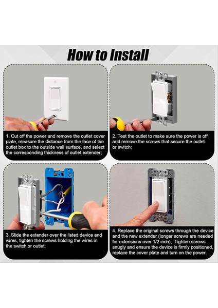 4pcs 1/2inch Tek Çetiştir Outlet Box Extender Elektrik Outlet Exepender Exeptle Exepender Outlet Uzatma Kutusu Gri (Yurt Dışından) fırsatları