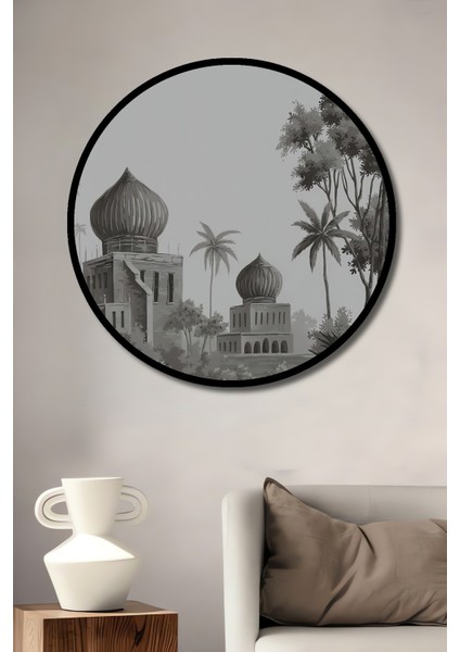 Dekoratif Ahşap Yuvarlak Çerçeve Görünümlü Tablo Doğunun Gizemi