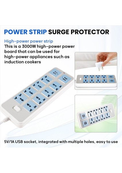 4 USB Soketli Güç Şeridi 3000W Güç 8 Evrensel Soket 6 5 Metrelik Güç Kablosu Ab Fişi (Yurt Dışından) indirimleri