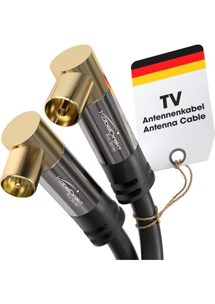 – 4K Anten Kablosu, Koaksiyel Kablolar – 90° Açılı – 15M – Dijital ve Analog Tv Kablosu – 0,5-20M Arasında Mevcut (Açılı Fiş/açılı Dişi Uç, Dvb-C/dvb-T/dvb-S Için, Siyah)