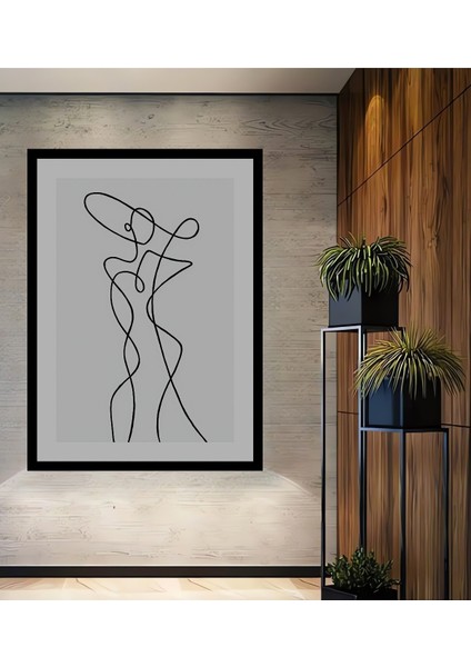 Dekoratif Ahşap Dikdörtgen Tablo Modern Çizgi Sanatı Çerçeve Görünümlü