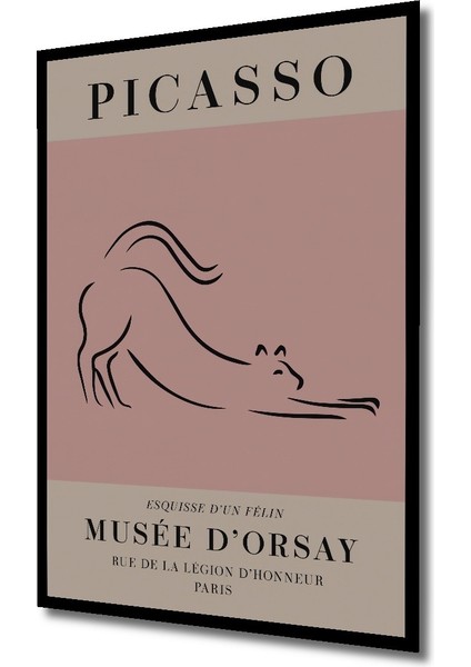 Dekoratif Ahşap Dikdörtgen Tablo Picasso Kedi Çizimi Çerçeve Görünümlü fiyatları