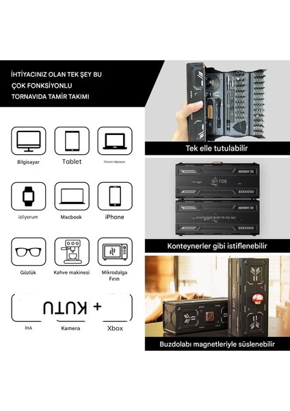 180 In 1 Torx Hassas Tornavida Seti – Profesyonel Elektronik Tamir Kiti Manyetik