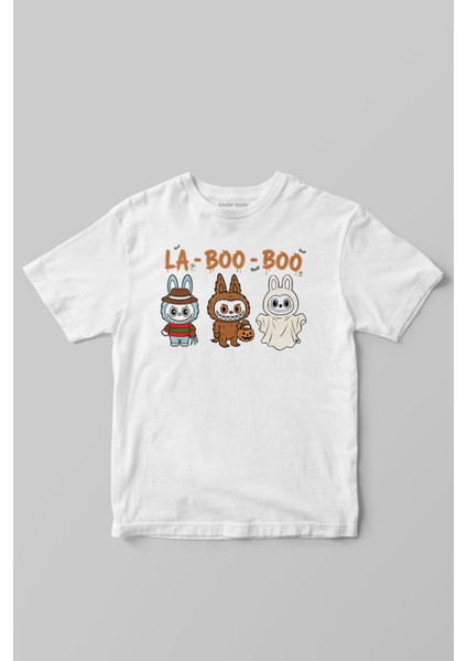 Halloween Labubu La Boo Boo Cadılar Bayramı Baskılı Çocuk Tişört Sevimli Hayalet Beyaz T-Shirt fiyatları