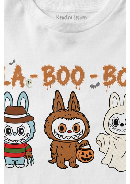 Halloween Labubu La Boo Boo Cadılar Bayramı Baskılı Çocuk Tişört Sevimli Hayalet Beyaz T-Shirt modelleri