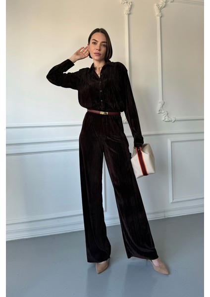 Kadife Premium Takım- Kahverengi