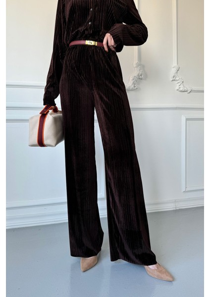 Kadife Premium Takım- Kahverengi