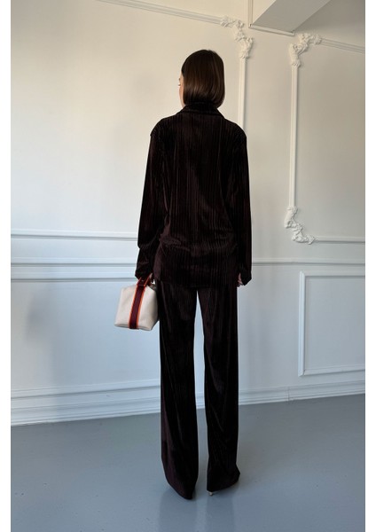 Kadife Premium Takım- Kahverengi