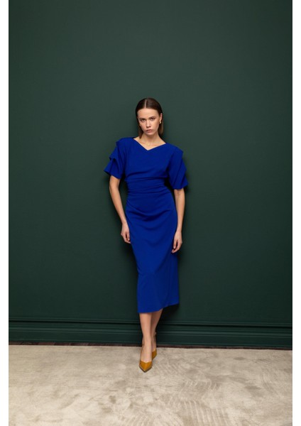 Volan Kol Midi Elbise 26W40889 modelleri