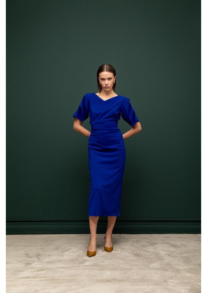 Volan Kol Midi Elbise 26W40889 fırsatları