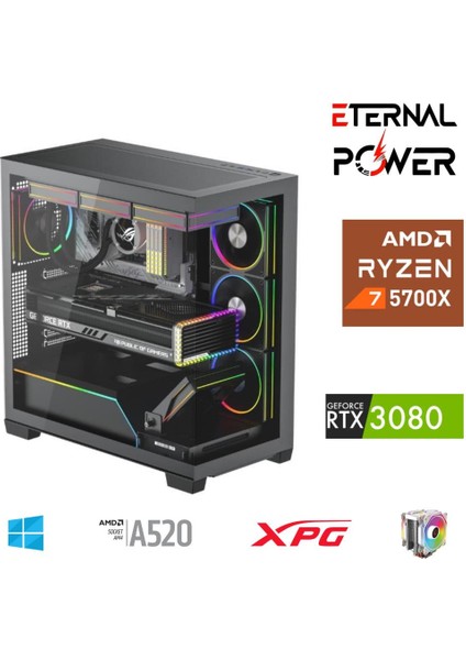 E.power Ryzen 7 5700X 32G Ddr4 1tb M.2 RTX3080 A520 T650W