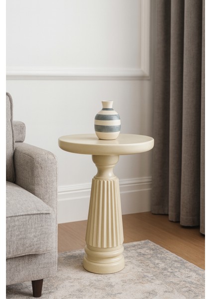 Krem Renk Masif Ahşap Mantar Sehpa – Şık ve Minimal Tekli Yan Sehpa fiyatları