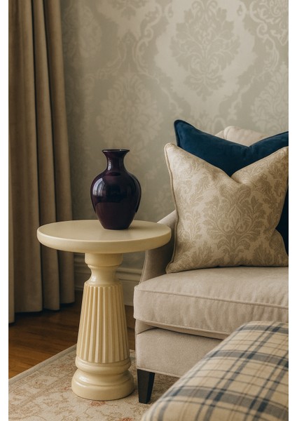 Krem Renk Masif Ahşap Mantar Sehpa – Şık ve Minimal Tekli Yan Sehpa modelleri