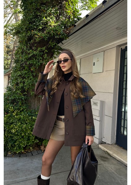 Kahverengi Ekose Garnili Trençkot - 7620