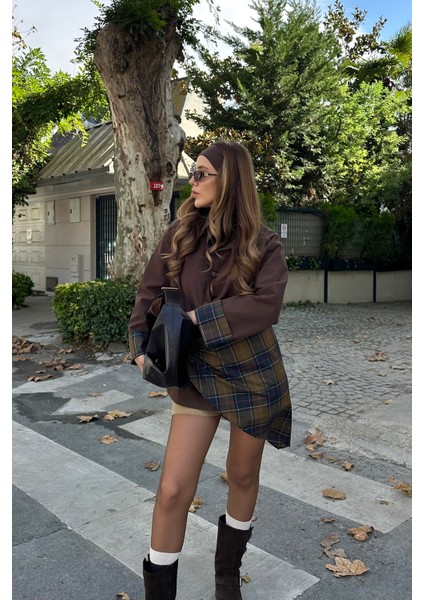 Kahverengi Ekose Garnili Trençkot - 7620 fırsatları