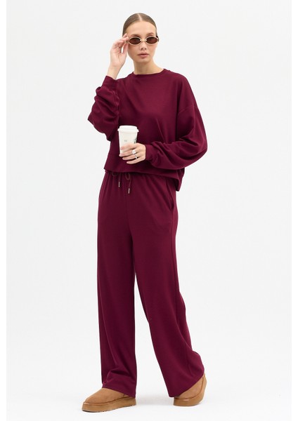 Rahat Esnek Uzun Kollu Premium Kumaş Modal Bordo Alt-Üst Takım
