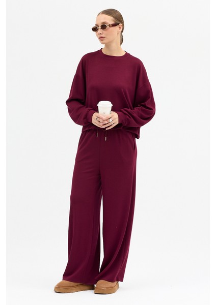 Rahat Esnek Uzun Kollu Premium Kumaş Modal Bordo Alt-Üst Takım modelleri