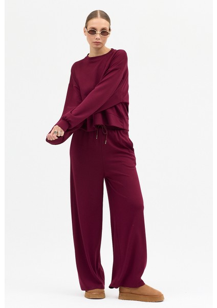 Rahat Esnek Uzun Kollu Premium Kumaş Modal Bordo Alt-Üst Takım fırsatları