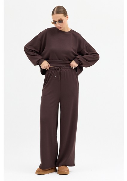 Rahat Esnek Uzun Kollu Premium Yumuşak Kumaş Modal Kahve Alt-Üst Takım