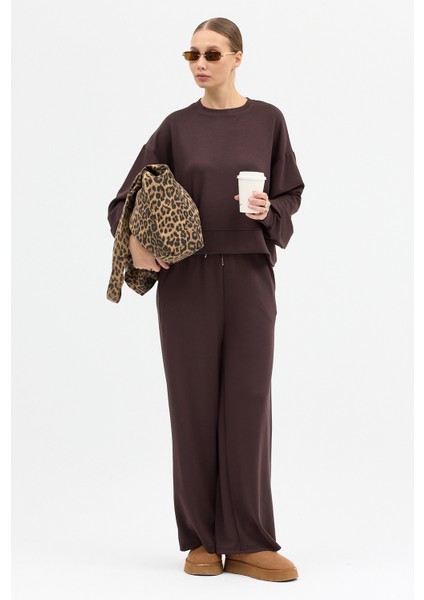 Rahat Esnek Uzun Kollu Premium Yumuşak Kumaş Modal Kahve Alt-Üst Takım fırsatları