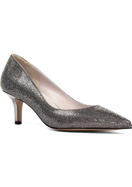 Kadın Platin Taşlı İnce Topuklu Stiletto