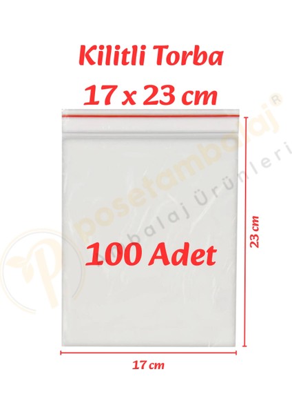 17x23 cm. Kilitli Torba (100 Adet)