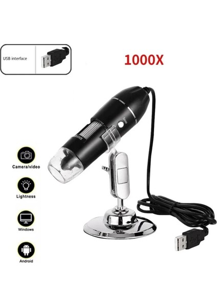 Dijital USB Mikroskop 1000X Zoom Electronic Magnifier – Fotoğraf ve Video Kayıtlı