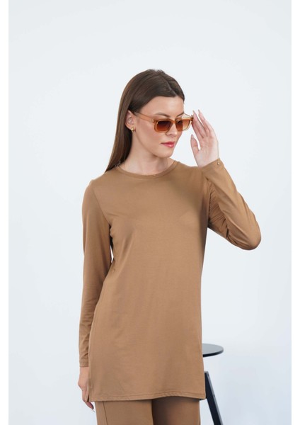 Kadın Viskon Full Likra Tunik-Tarçın modelleri