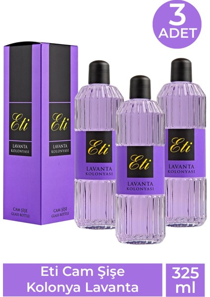 Cam Şişe Kolonya Lavanta 325 ml 3 Adet
