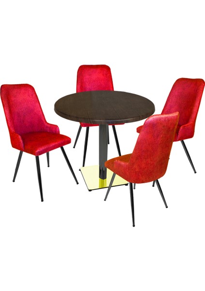 Karanfil Gold Werzalit Yuvarlak - Çırağan Gold Masa Takımı Q70 - Bordo