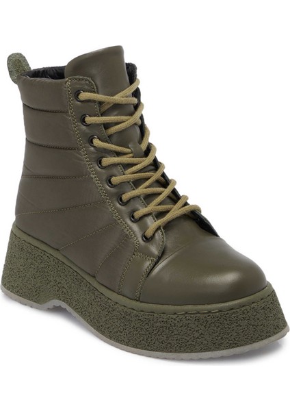 Haki Deri-Tekstil Kadın Casual Bot - K24K1BT67547-T1V