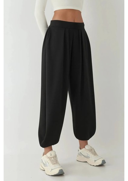 Kadın Cepli Modal Touch Şalvar Pantolon Siyah