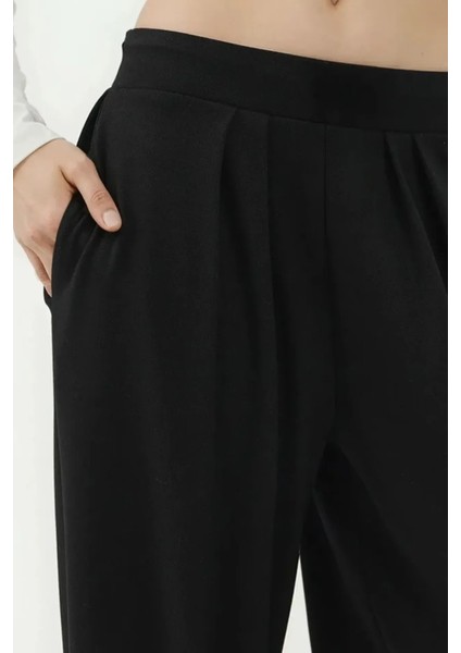 Kadın Cepli Modal Touch Şalvar Pantolon Siyah