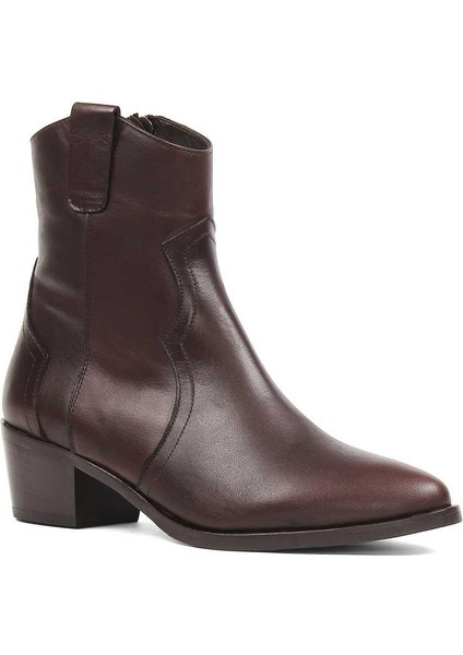 Kadın Kahverengi Fermuarlı Deri Bot fiyatları
