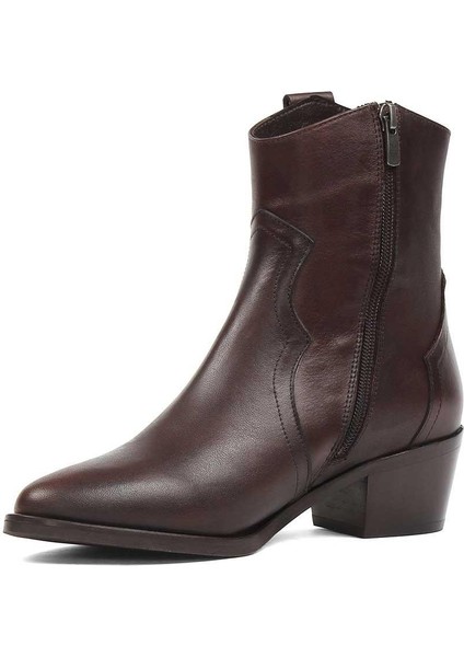 Kadın Kahverengi Fermuarlı Deri Bot modelleri