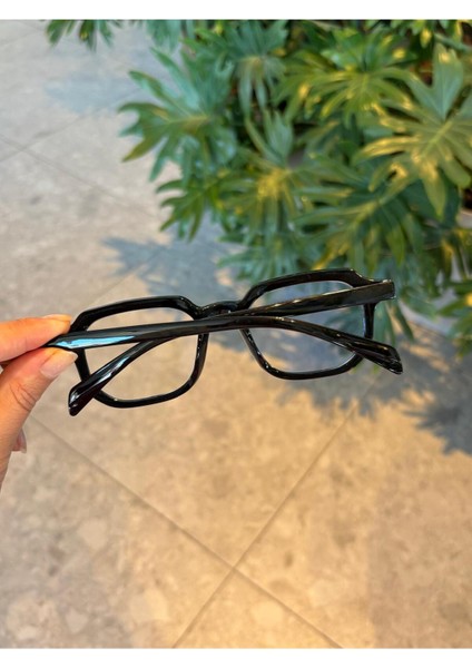 Tor Köşeli Siyah Unisex Kadın Erkek Mavi Işık Korumalı Gözlük Cam Değişir fırsatları