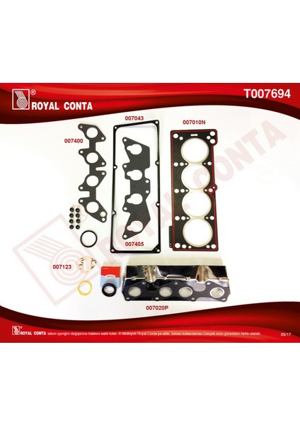 Mtxdpn Motor Üst Takim Conta Skt R9 Broadway RNI-R19-CLIOE6J-E7J 1.4